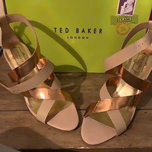 Yes Baker Rose gold strappy shoe